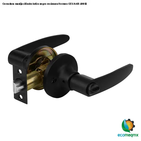 Cerradura manija cilindro latón negro recámara Hermex