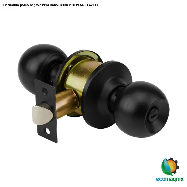 Cerradura pomo negro esfera baño Hermex CEPO-61B 47911