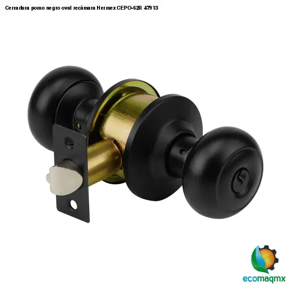 Cerradura pomo negro oval recámara Hermex CEPO-62R 47913