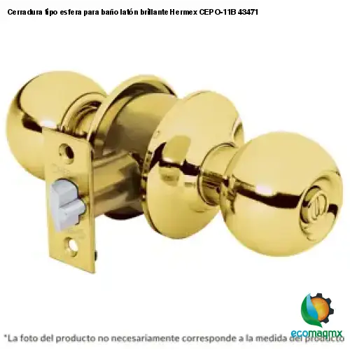 Cerradura tipo esfera para baño latón brillante Hermex