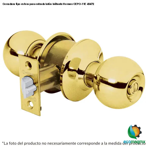 Cerradura tipo esfera para entrada latón brillante Hermex