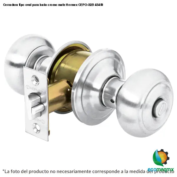 Cerradura tipo oval para baño cromo mate Hermex CEPO-32B
