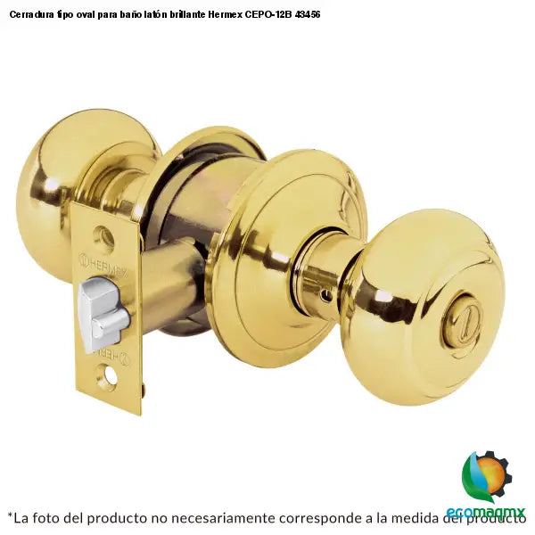 Cerradura tipo oval para baño latón brillante Hermex