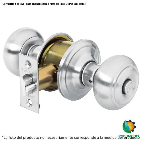 Cerradura tipo oval para entrada cromo mate Hermex CEPO-32E