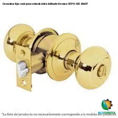 Cerradura tipo oval para entrada latón brillante Hermex