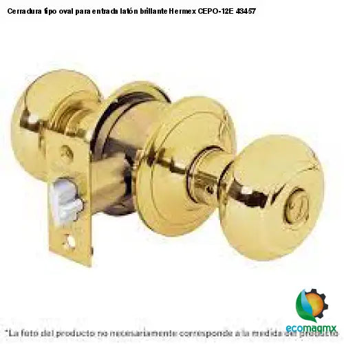 Cerradura tipo oval para entrada latón brillante Hermex