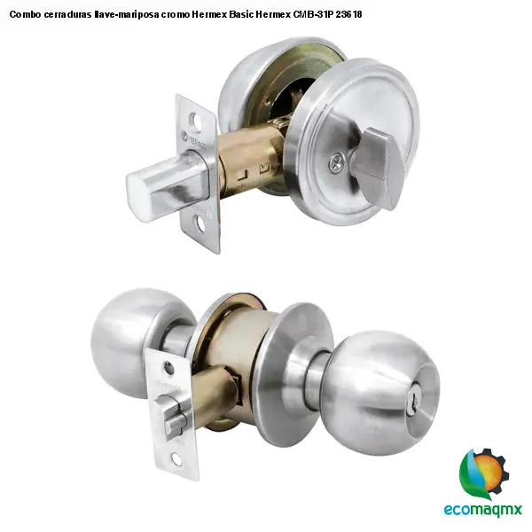 Combo cerraduras llave-mariposa cromo Hermex Basic Hermex