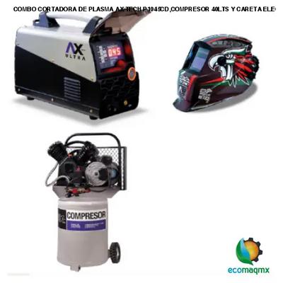 COMBO CORTADORA DE PLASMA AX TECH P1045CD,COMPRESOR 40LTS Y