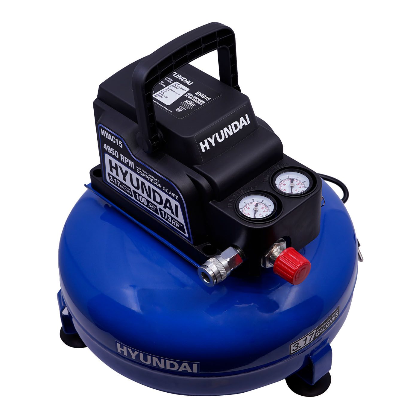 Mini Compresor De Aire Eléctrico Hyundai 12 Litros 100psi/7bar C/motor 1/3hp – Hyac15