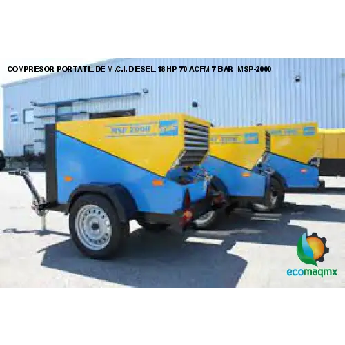 COMPRESOR PORTATIL DE M.C.I. DIESEL 18 HP 70 ACFM 7 BAR