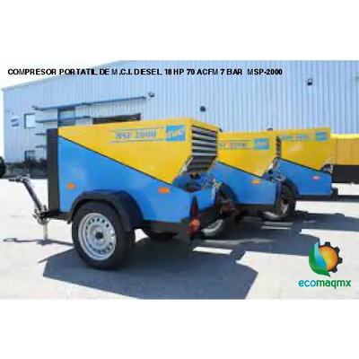 COMPRESOR PORTATIL DE M.C.I. DIESEL 18 HP 70 ACFM 7 BAR