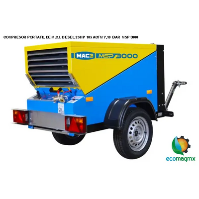 COMPRESOR PORTATIL DE M.C.I. DIESEL 25 HP 105 ACFM 7,10 BAR