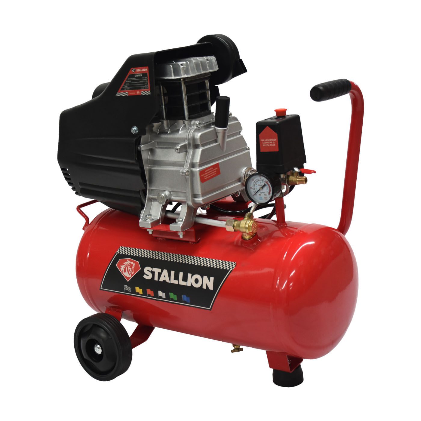 Compresor De Aire Eléctrico Stallion 25 Litros 2.5 Hp Horizontal C/manguera Y Pistola – Stwr25