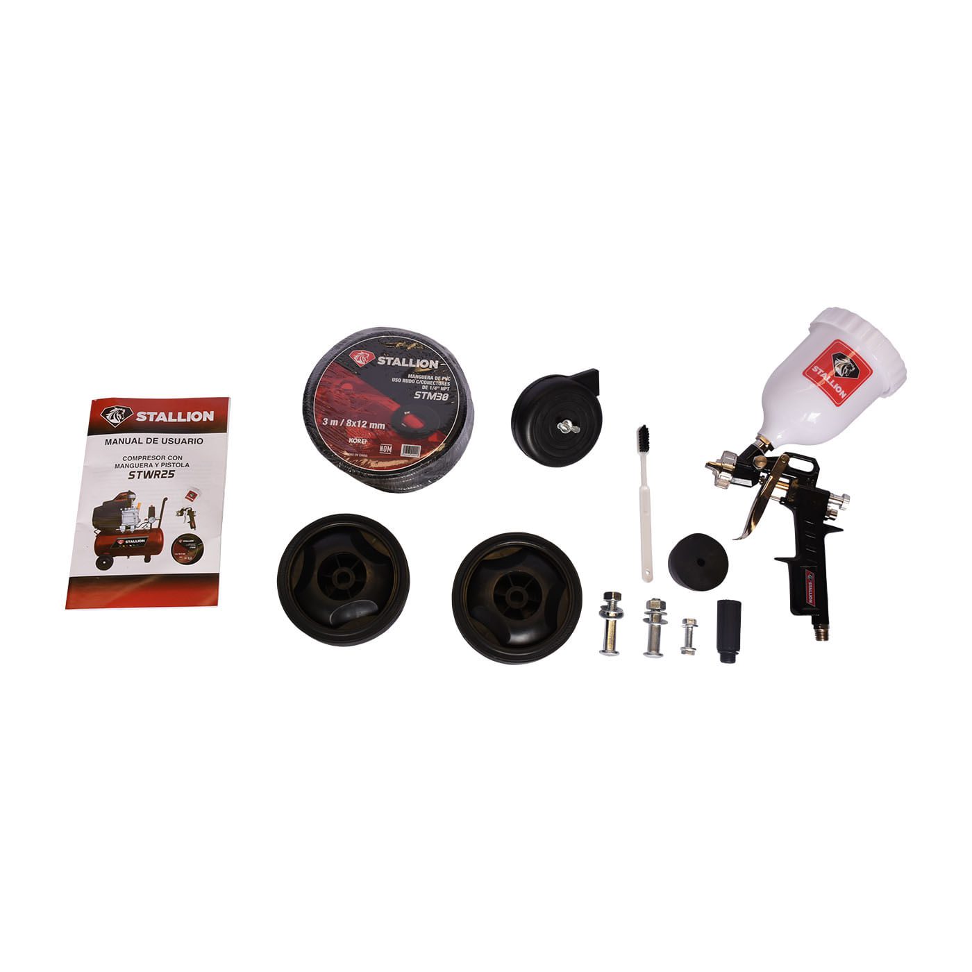 Compresor De Aire Eléctrico Stallion 25 Litros 2.5 Hp Horizontal C/manguera Y Pistola – Stwr25
