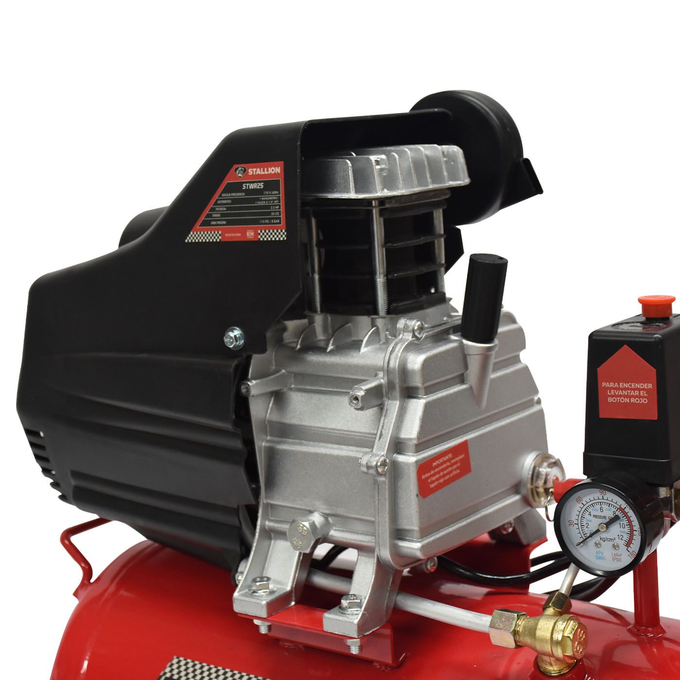 Compresor De Aire Eléctrico Stallion 25 Litros 2.5 Hp Horizontal C/manguera Y Pistola – Stwr25