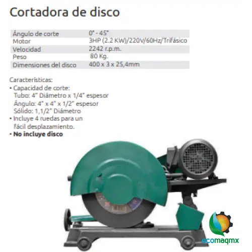 CORTADORA DE DISCO ABRASIVO 16’’CON LLANTAS PARA MEJOR