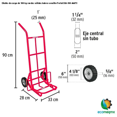 Diablo de carga de 100 kg ruedas sólidas balero sencillo