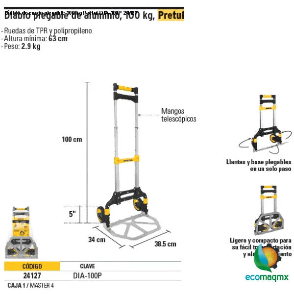 Diablo de carga plegable 100 kg Pretul DIA-100P 24127