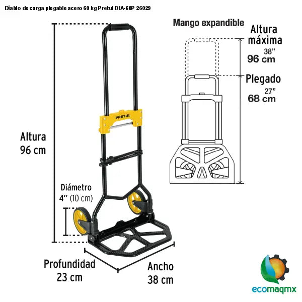 Diablo de carga plegable acero 60 kg Pretul DIA-60P 26029