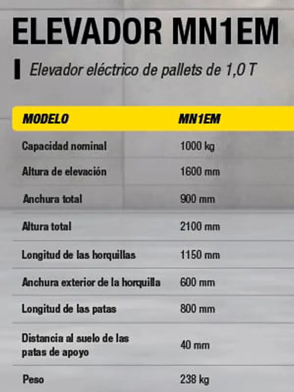 Elevador Patin Montacargas Electrico de Pallets 1 Tonelada