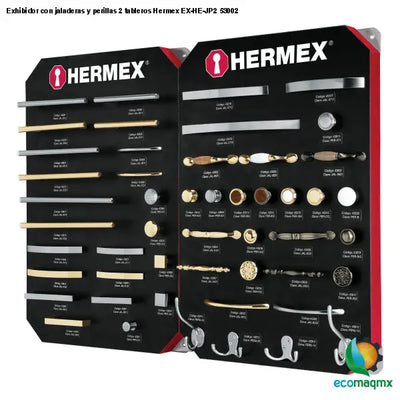 Exhibidor con jaladeras y perillas 2 tableros Hermex