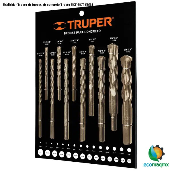 Exhibidor Truper de brocas de concreto Truper EXT-BCT 55564
