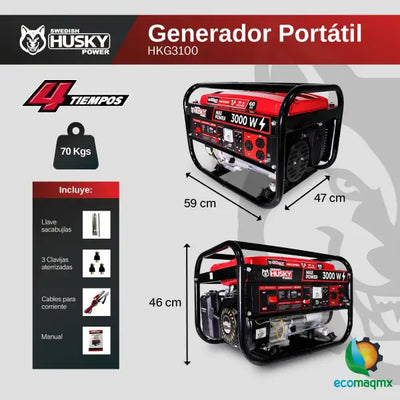 Generador A Gasolina Portátil 230cc 7.5 Hp 4 Tiempos 2800W