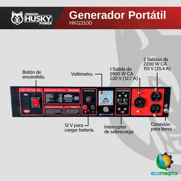 Generador A Gasolina Portátil 230cc 7.5 Hp 4 Tiempos 2800W