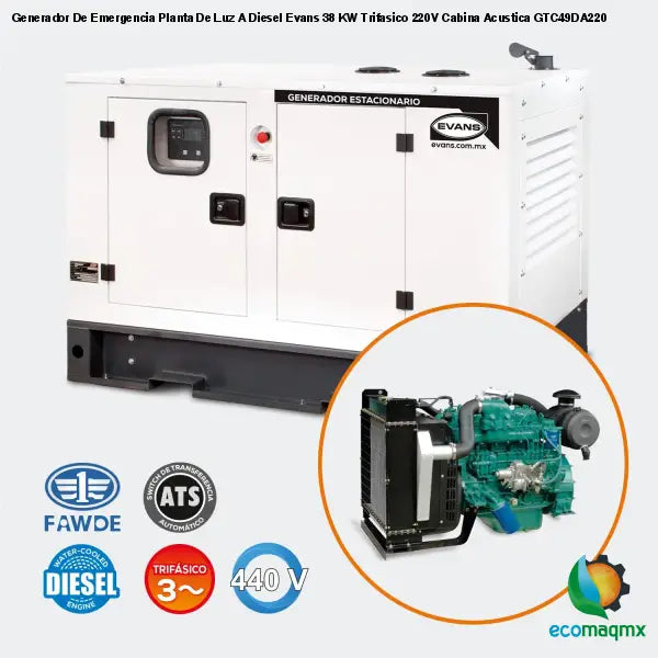 Generador De Emergencia Planta De Luz A Diesel Evans 38 KW