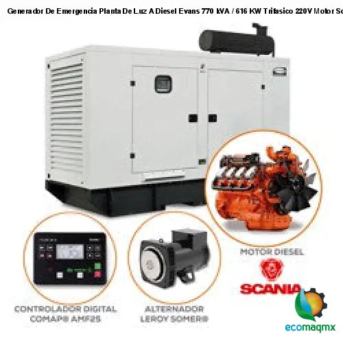 Generador De Emergencia Planta De Luz A Diesel Evans 770 kVA