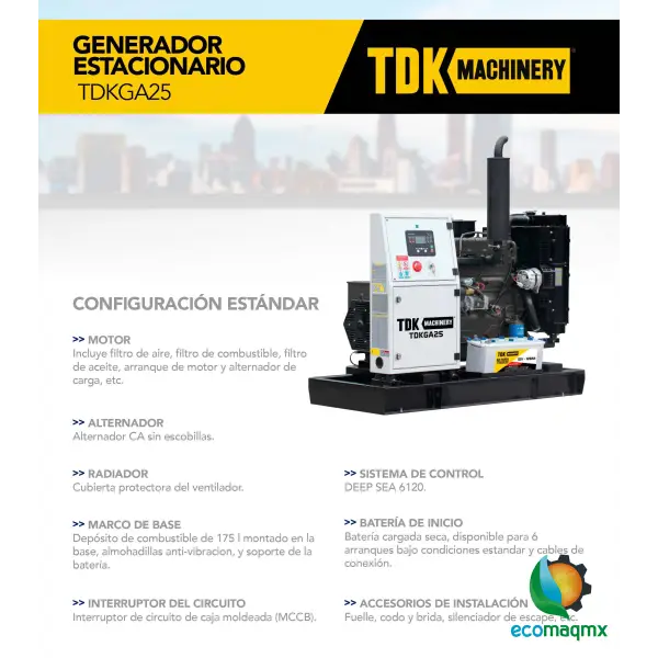 GENERADOR ESTACIONARIO ABIERTO TDK 20 KW / 25 KVA TRIFASICO