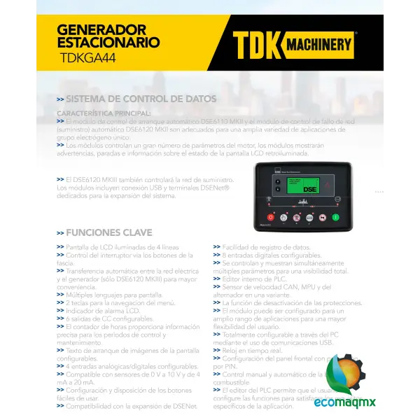 GENERADOR ESTACIONARIO ABIERTO TDK 35 KW / 44 KVA TRIFASICO