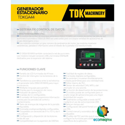 GENERADOR ESTACIONARIO ABIERTO TDK 35 KW / 44 KVA TRIFASICO