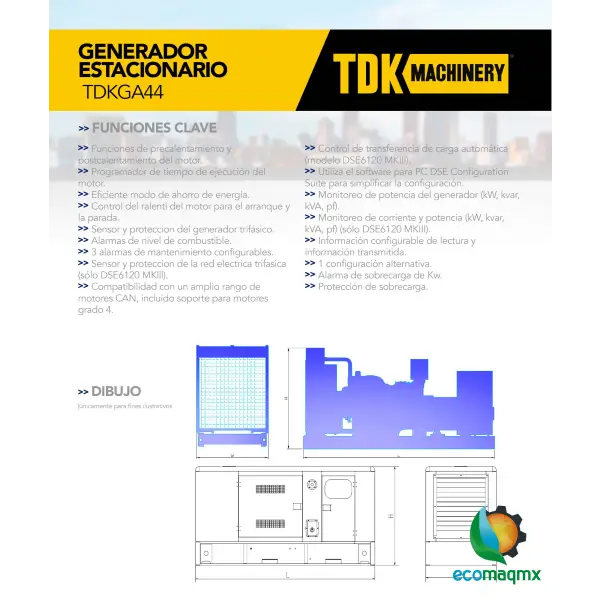 GENERADOR ESTACIONARIO ABIERTO TDK 35 KW / 44 KVA TRIFASICO