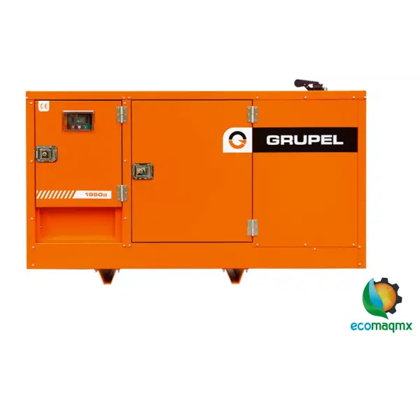 GENERADOR  30KW  PRINCIPALES CARACTERÍSTICAS
Trifásico Diesel
Grupel / 4GA30D50 Grupel / 184GB31
Grupel / G545 60 Hz
1800 r.p.m. 220 V
0.8 100 A
Potencia de respaldo (ESP) 39 kVA 31 kW
Potencia prime power(PRP) 37 kVA 30 kW
Potencia continua(COP) - -
INSONORIZADO
Longitud (L) 1970 mm
Altura (H) 1120 mm
Anchura (W) 825 mm
Peso 790 kg
Depósito diario 55 L
Nivel de presión acústica @ 1m 81 ± 2 dB(A)
Nivel de presión acústica @ 7m 73 ± 2 dB(A)
