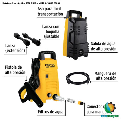 Hidrolavadora eléctrica 1300 PSI Pretul HILA-1300P 26014