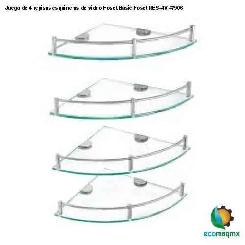 Juego de 4 repisas esquineras de vidrio Foset Basic Foset