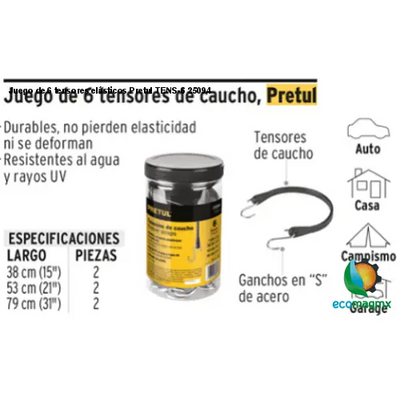 Juego de 6 tensores elásticos Pretul TENS-6 25094