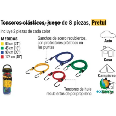 Juego de 8 tensores elásticos Pretul TENS-8 22021