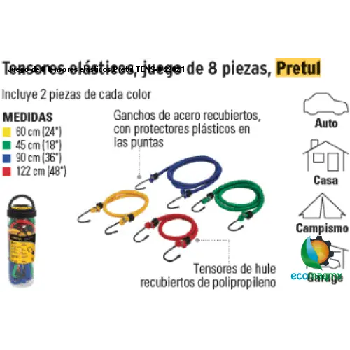 Juego de 8 tensores elásticos Pretul TENS-8 22021