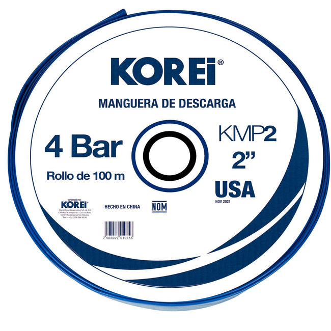 Managuera Plana Alonada De Descarga Korei 2 Pulgadas Con Rollo De 100 Mts 4 Bar - Kmp2