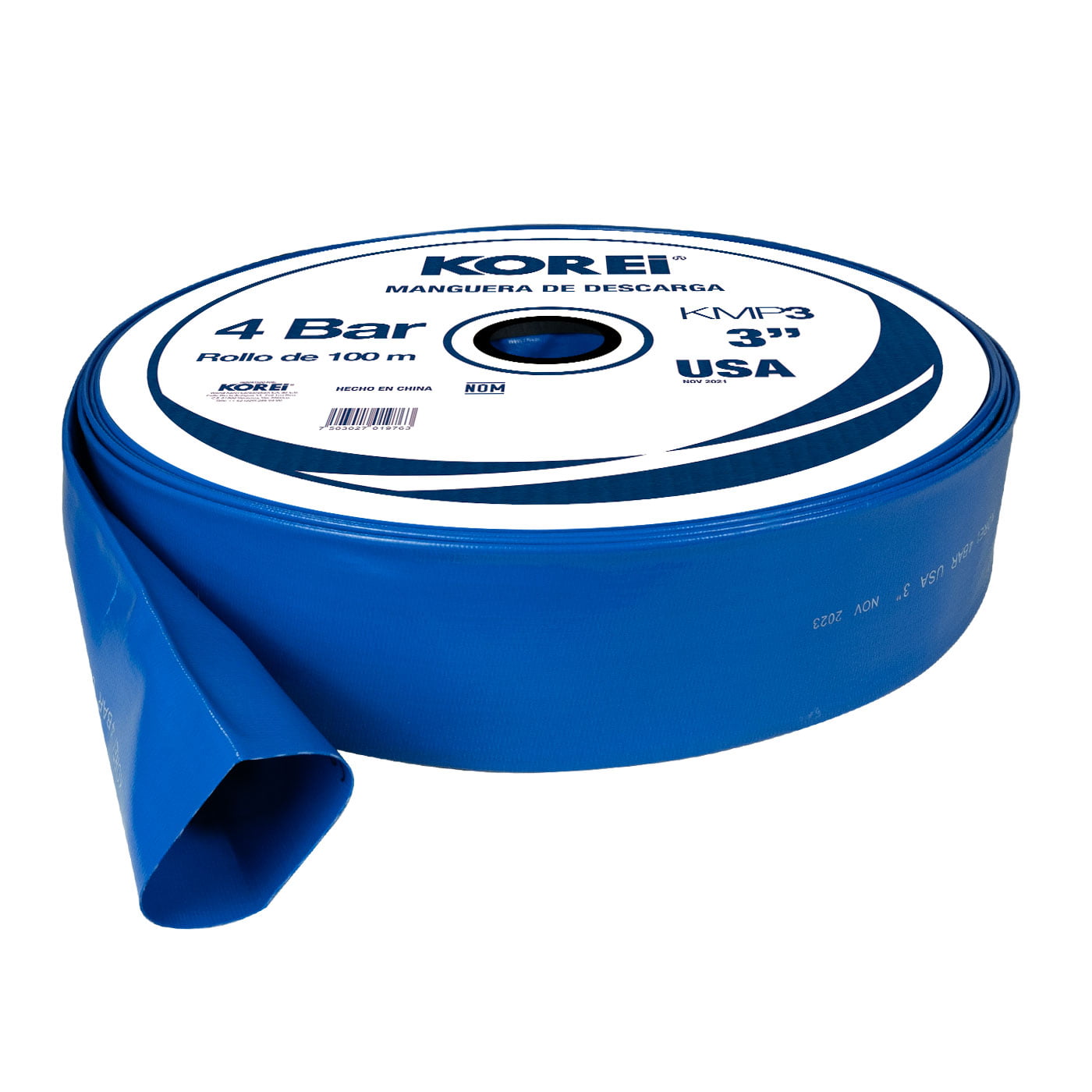 Managuera Plana Alonada De Descarga Korei 3 Pulgadas Con Rollo De 100 Mts 4 Bar - Kmp3
