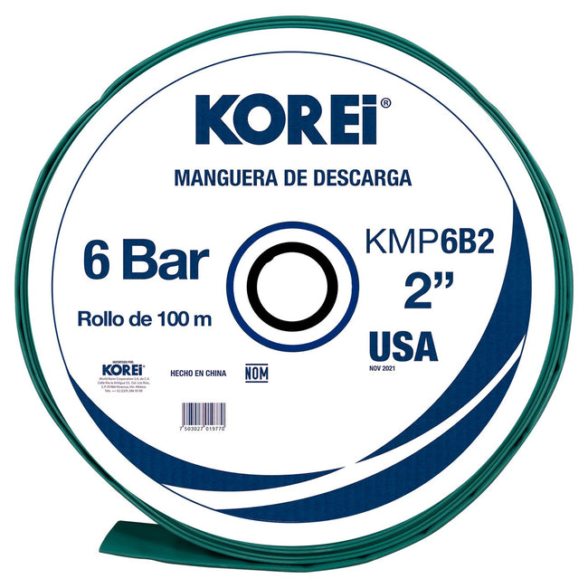 Managuera Plana Alonada De Descarga Korei 2 Pulgadas Con Rollo De 100 Mts 6 Bar - Kmp6b2