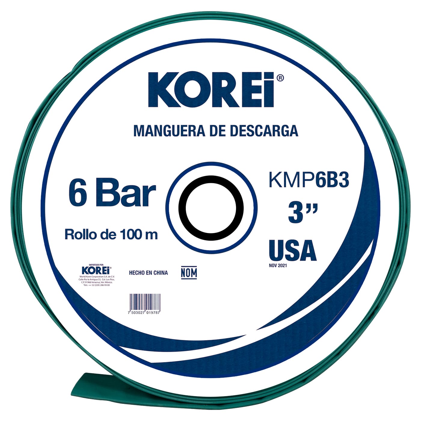 Managuera Plana Alonada De Descarga Korei 3 Pulgadas Con Rollo De 100 Mts 6 Bar - Kmp6b3