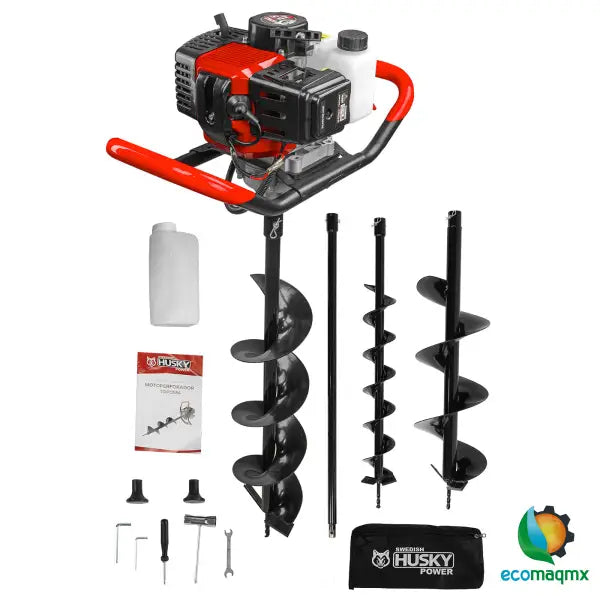 Motoperforadora Ahoyadora Con Motor A Gasolina 2 Tiempos De 52cc 2.5Hp 3 Barrenos Husky TOPO554