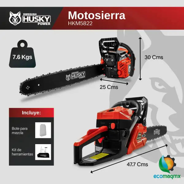 Motosierra De 22’’ Con Motor A Gasolina De 2 Tiempos 58cc