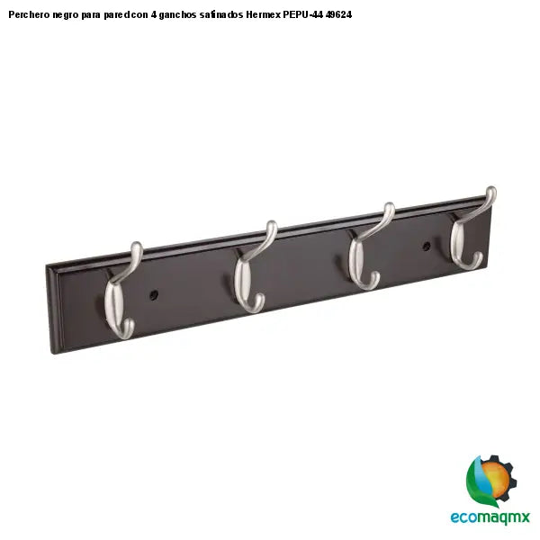 Perchero negro para pared con 4 ganchos satinados Hermex