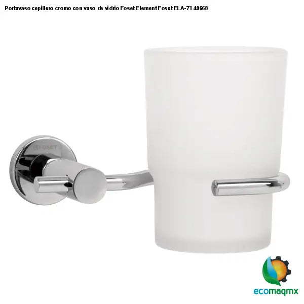 Portavaso cepillero cromo con vaso de vidrio Foset Element