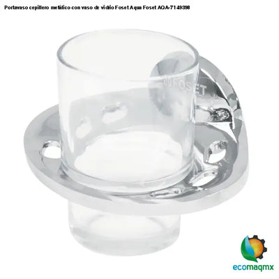 Portavaso cepillero metálico con vaso de vidrio Foset Aqua