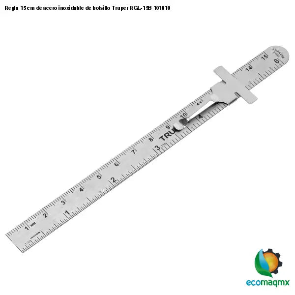 Regla 15 cm de acero inoxidable de bolsillo Truper RGL-15B